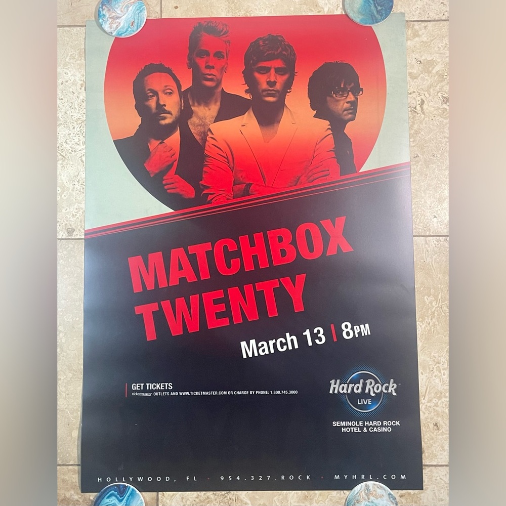 2013 Matchbox Twenty 20 Hard Rock Casino Rob Thomas Event Poster Promo‎ Sign